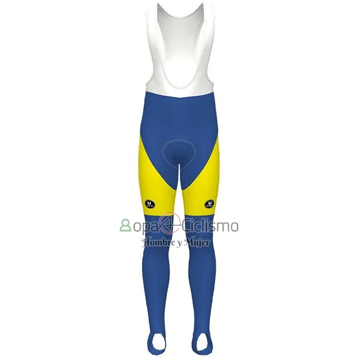 Sport Vlaanderen-Baloise Ropa Ciclismo Culotte Largo 2021 Hombre Mangas Largas Sport Vlaanderen Baloise Azul AMarillo